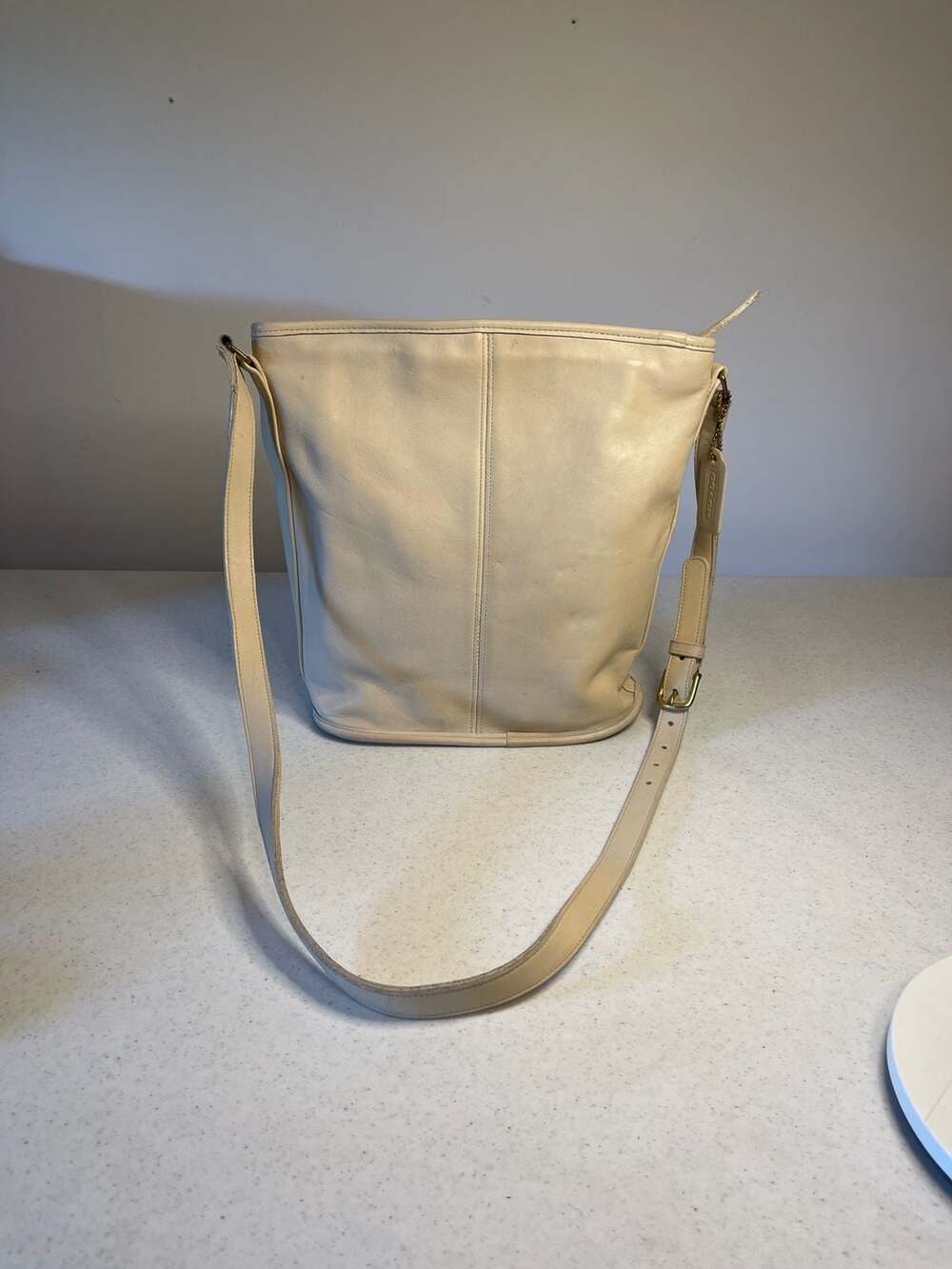 Vintage Coach Bone Leather Bucket Bag Style 9900 Made in USA